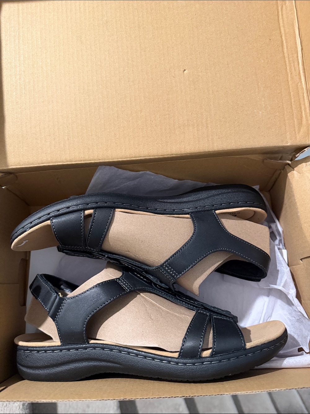 Clarks Black Leather Slingback Sandals